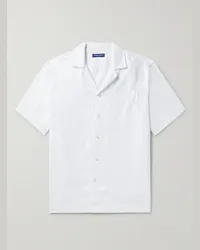 Frescobol Carioca Angelo Camp-Collar Linen Shirt Bianco