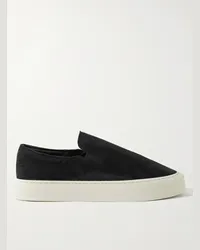 The Row Dean Suede Slip-On Sneakers Nero