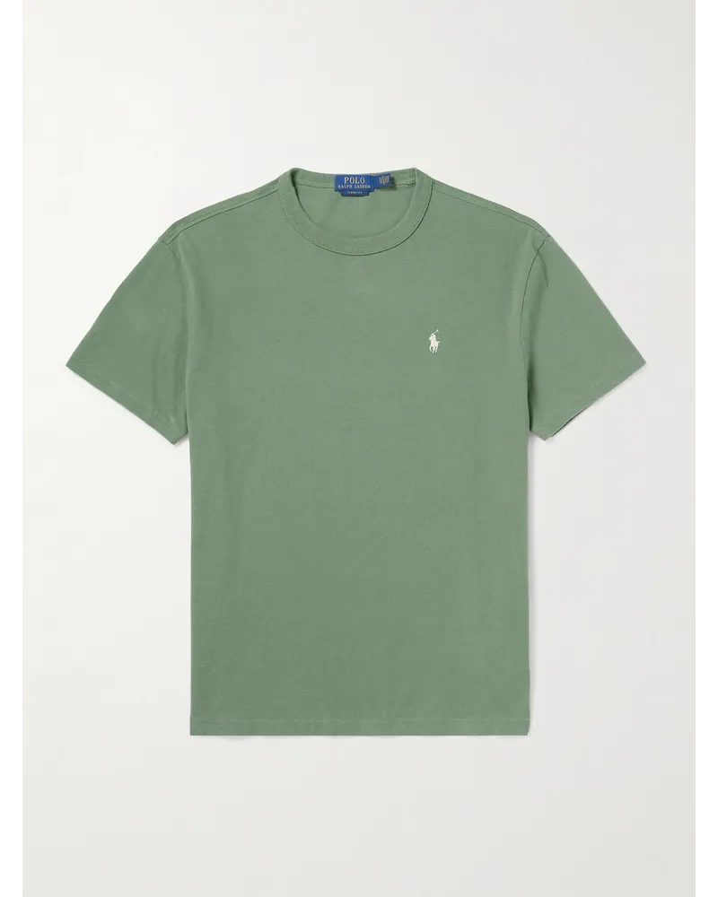 Ralph Lauren T-shirt in jersey di cotone con logo ricamato Verde