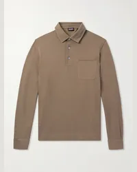 Ermenegildo Zegna Polo slim-fit in cotone piqué Marrone