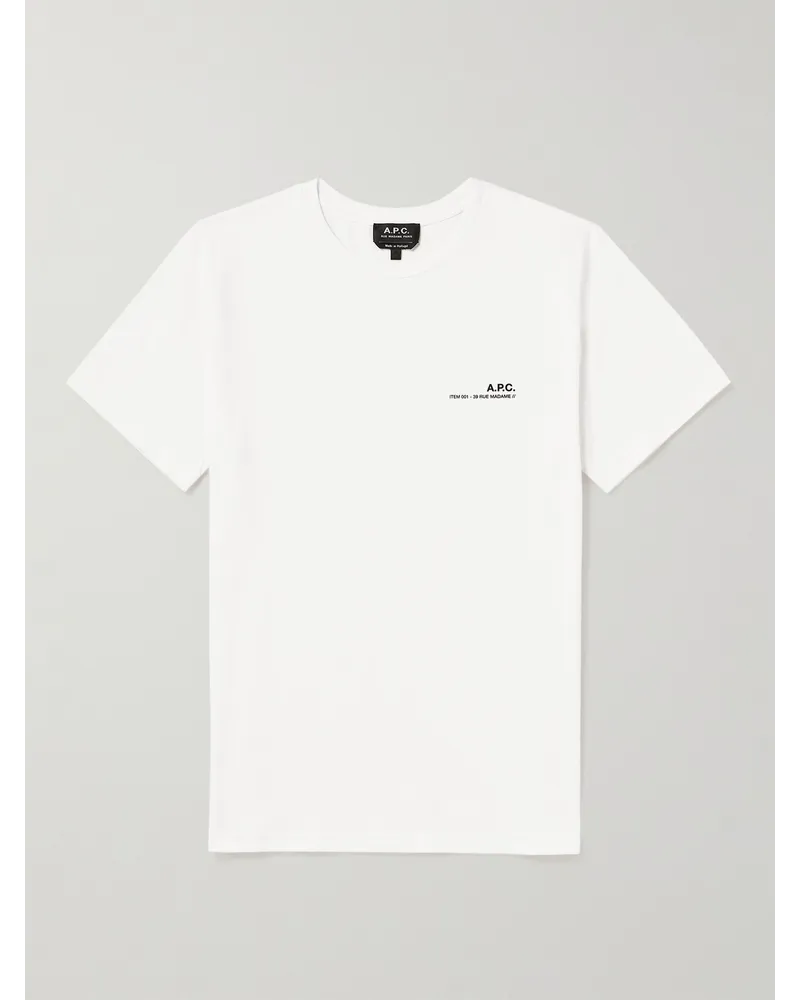 A.P.C. T-shirt in jersey di cotone con logo Bianco