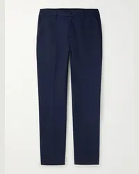 Drake's Pantaloni chino a gamba affusolata in twill di cotone Blu