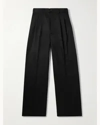 Maison Margiela Pantaloni chino a gamba larga in twill con pinces Nero