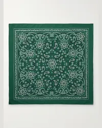 Drake's Bandana in voile di cotone con stampa paisley Verde