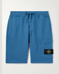 Stone Island Shorts a gamba dritta in jersey di cotone con logo applicato e coulisse Blu