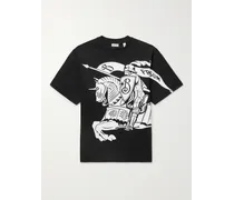 Burberry T-shirt in jersey di cotone con stampa Nero
