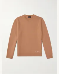 A.P.C. Pullover in lana vergine con logo Edward Marrone