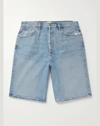 AGOLDE Shorts a gamba larga in denim effetto consumato Skater Blu