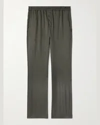 Saint Laurent Pantaloni a gamba dritta in twill di raso Verde