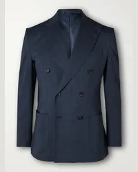 De Petrillo Blazer doppiopetto in misto cashmere Blu