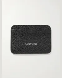 Acne Studios Portacarte in pelle pieno fiore con logo Nero