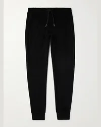 Tom Ford Pantaloni sportivi a gamba affusolata in spugna di cotone Nero