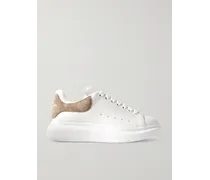 Alexander McQueen Sneakers in pelle con suola oversize e finiture in camoscio Bianco