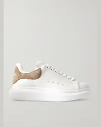 Alexander McQueen Sneakers in pelle con suola oversize e finiture in camoscio Bianco