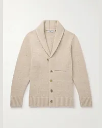 Inis Meáin Cardigan in misto lana merino e cashmere con collo a scialle Neutri