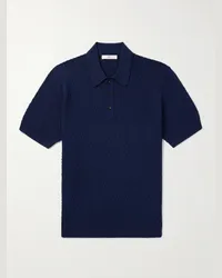 MR P. Polo in lana merino a trecce Blu