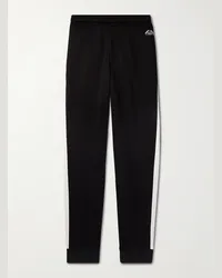 Alexander McQueen Pantaloni sportivi a gamba affusolata in jersey con righe e logo ricamato Blu