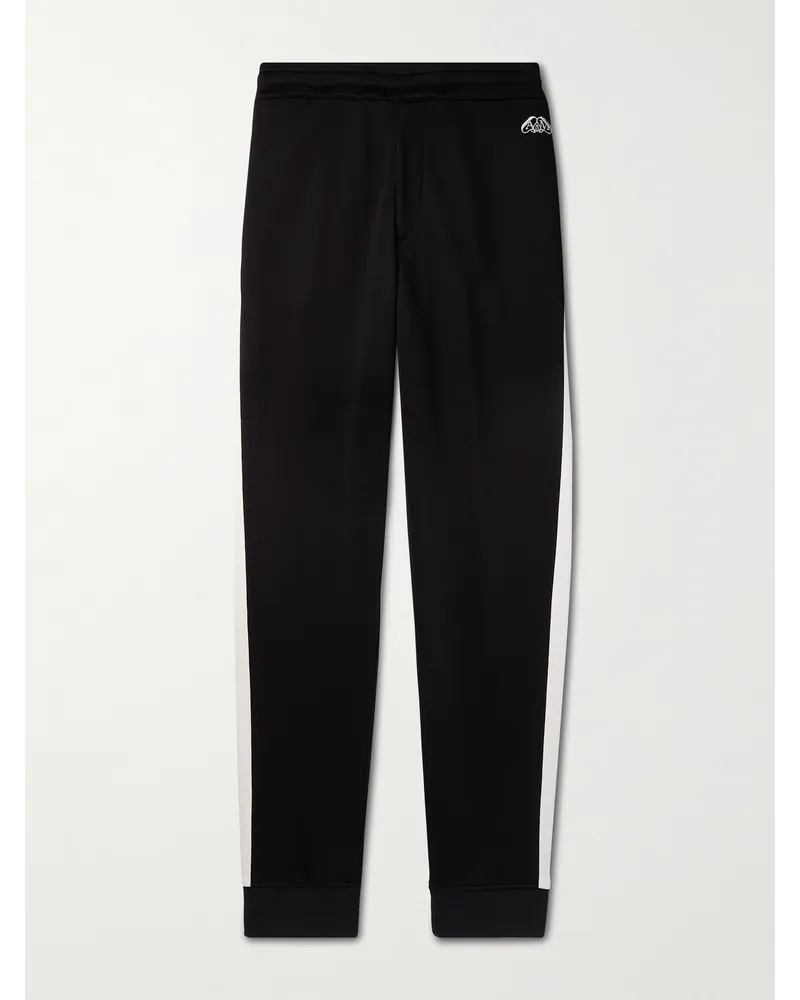 Alexander McQueen Pantaloni sportivi a gamba affusolata in jersey con righe e logo ricamato Blu