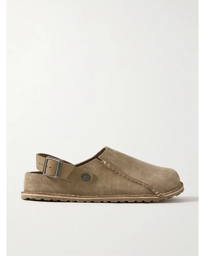 Birkenstock Slipper in camoscio con finiture in nubuck Lutry Premium Marrone