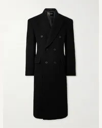 Balenciaga Cappotto doppiopetto oversize in feltro di misto cashmere e lana Nero