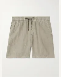 James Perse Shorts a gamba dritta in lino tinti in capo con coulisse Grigio