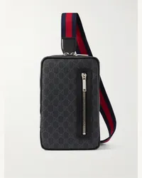 Gucci Zaino a tracolla in tela spalmata Supreme con monogramma GG e finiture in pelle Nero