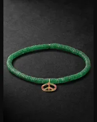 Sydney Evan Bracciale in oro con perline di pietre Rainbow Peace Sign Verde