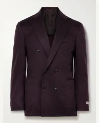 Canali Blazer doppiopetto slim-fit in feltro di misto cashmere Kei Bordeaux