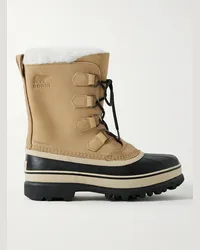 Sorel Doposcì in nubuck e gomma con finiture in tessuto sherpa Caribou Marrone