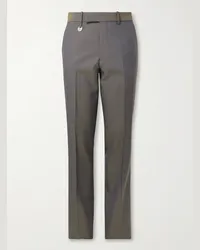 Burberry Pantaloni a gamba dritta in lana iridescente Grigio