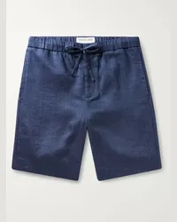 Frescobol Carioca Shorts slim-fit in misto lino e cotone con coulisse Felipe Blu