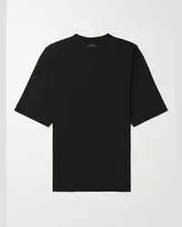 Balenciaga T-shirt in jersey di cotone con logo ricamato Nero