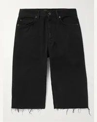 Balenciaga Shorts slim-fit a gamba dritta in denim effetto invecchiato Nero