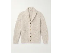 Cardigan in misto lana, cashmere e seta con collo a scialle