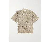 Camicia in popeline di misto cotone stampato con colletto aperto