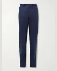 Caruso Pantaloni slim-fit in flanella di lana Blu