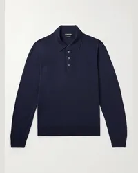 Tom Ford Polo slim-fit in lana Blu