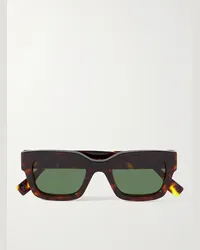 Fendi Occhiali da sole in acetato tartarugato con montatura D-frame Signature Tartarugato