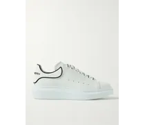 Exaggerated-Sole Rubber-Trimmed Leather Sneakers