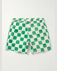 Drake's Shorts a gamba dritta in cotone a quadri con coulisse Verde