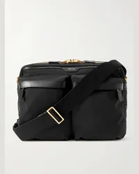 Tom Ford Borsa a tracolla grande in nylon con finiture in pelle Nero