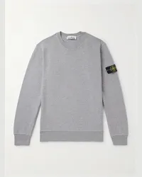 Stone Island Felpa in jersey di cotone tinta in capo con logo applicato Grigio