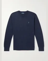 Ralph Lauren Pullover in misto cotone e cashmere con logo ricamato Blu