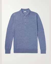 Caruso Polo in misto lana, seta e cashmere Blu