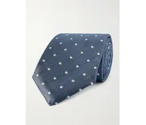 Cravatta in seta a spina di pesce e pois, 8 cm