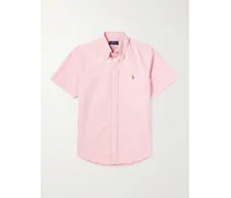 Camicia slim-fit in cotone Oxford con logo ricamato e collo button-down