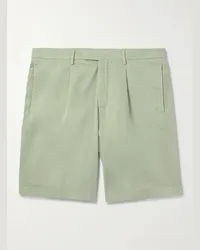 Boglioli Shorts a gamba dritta in misto cotone con pinces Verde