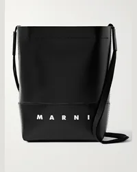 Marni Borsa a secchiello in pelle testurizzata con logo Nero