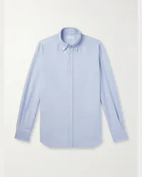 Incotex Camicia slim-fit in cotone Oxford con collo button-down Glanshirt Blu