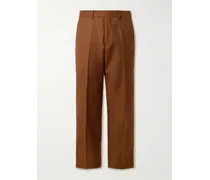 Pantaloni slim-fit a gamba dritta in twill di lana